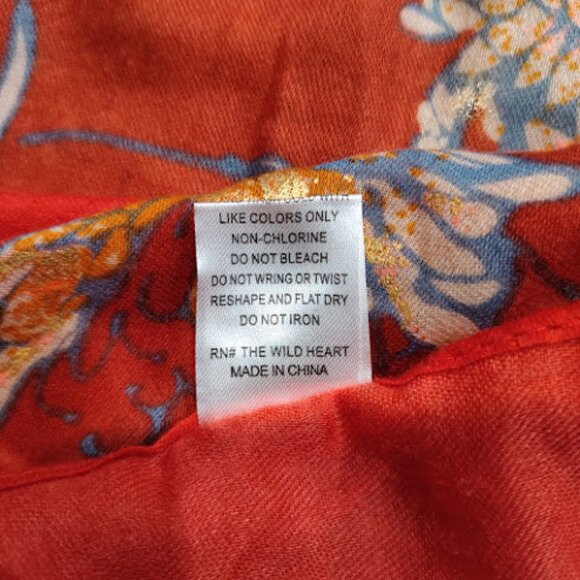 WOVEN HEART Floral Semi Sheer Open Front Long Kimono Beach Swim Coverup Boho OS - Picture 11 of 11